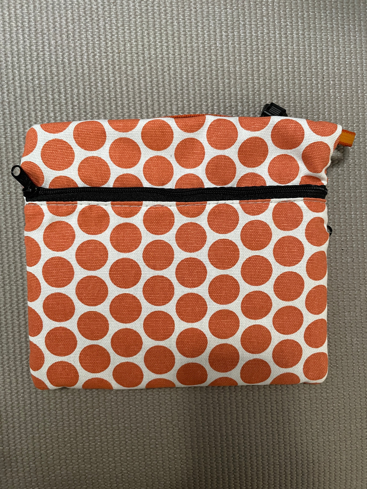 3 Zip Bag Orange-Polka Dot Print Fabric