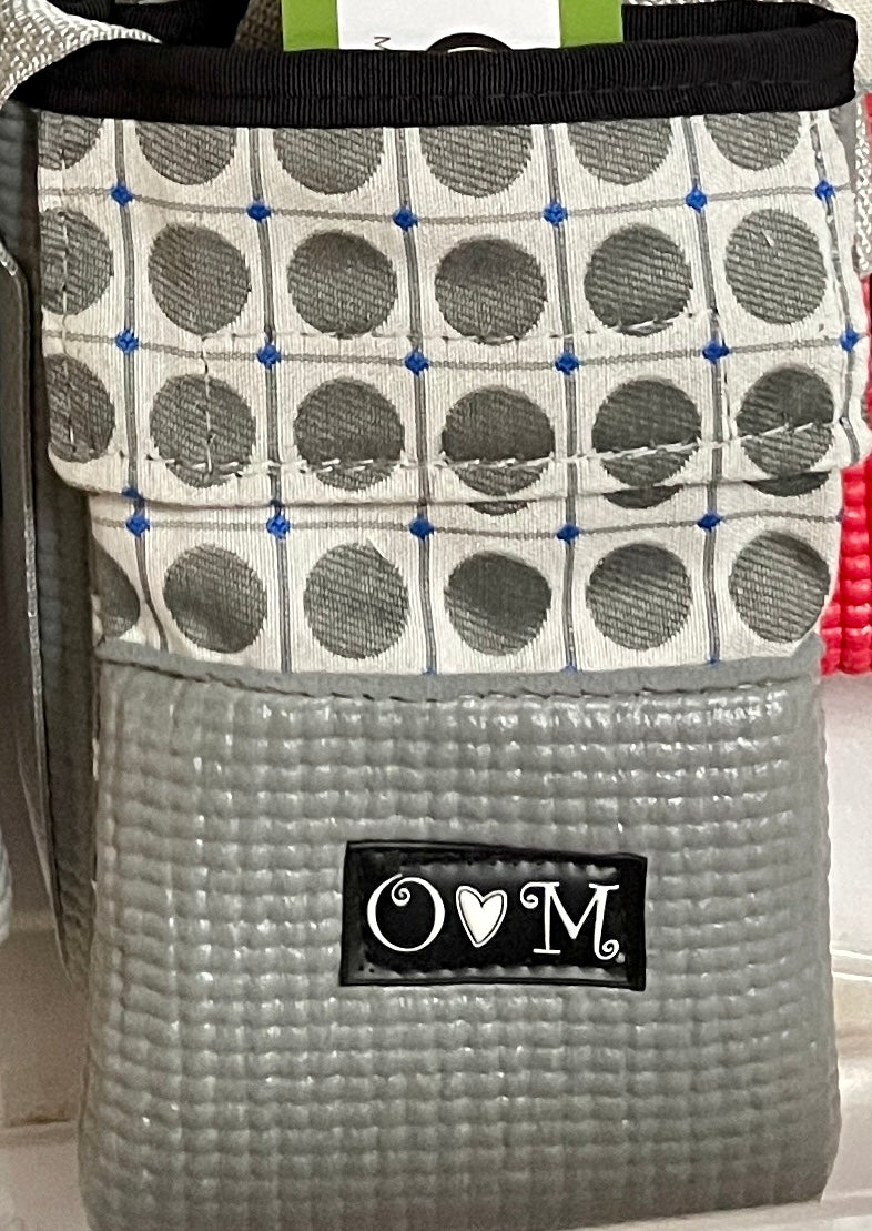 Ajax Gray Water Bottle Holder Purse-Polka Dot Grid Fabric