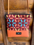 Stella Orange Cross Body Purse- Geometric Line Print Fabric Home dec