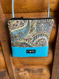 Stella Teal Cross Body Purse-Paisley print fabric