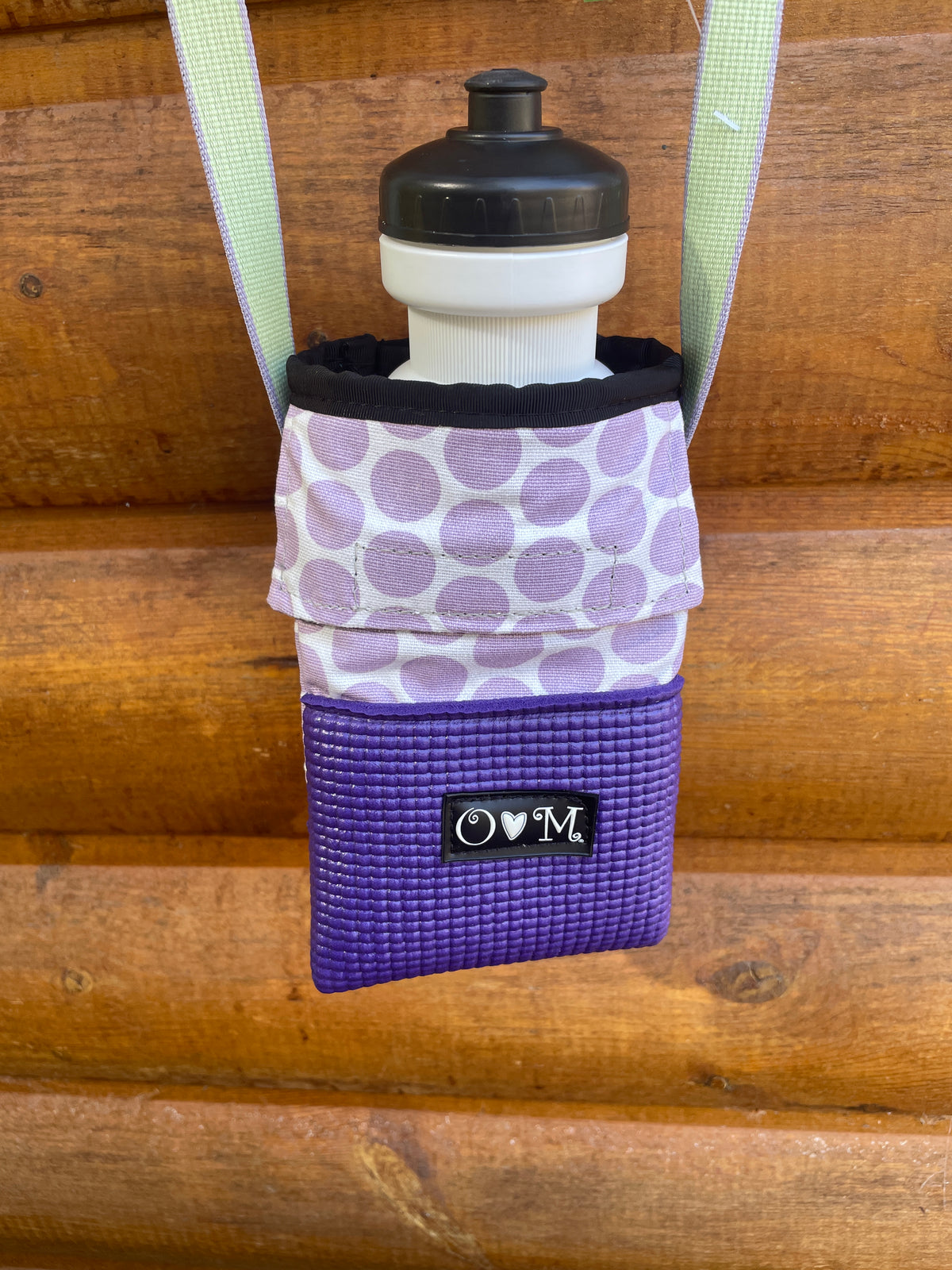 Ajax Purple Water Bottle Holder Purse-Polka Dot Print fabric