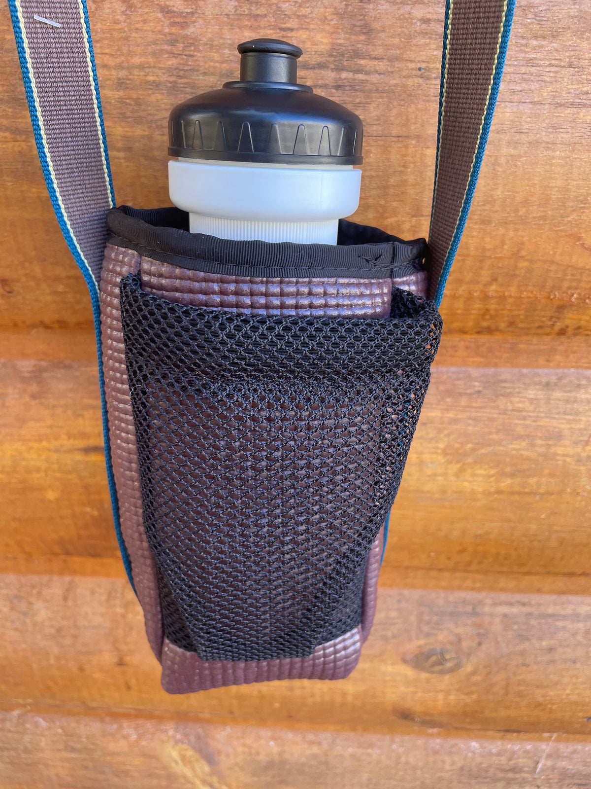 Ajax Brown Water Bottle Holder/ Purse-Geometric Print Fabric