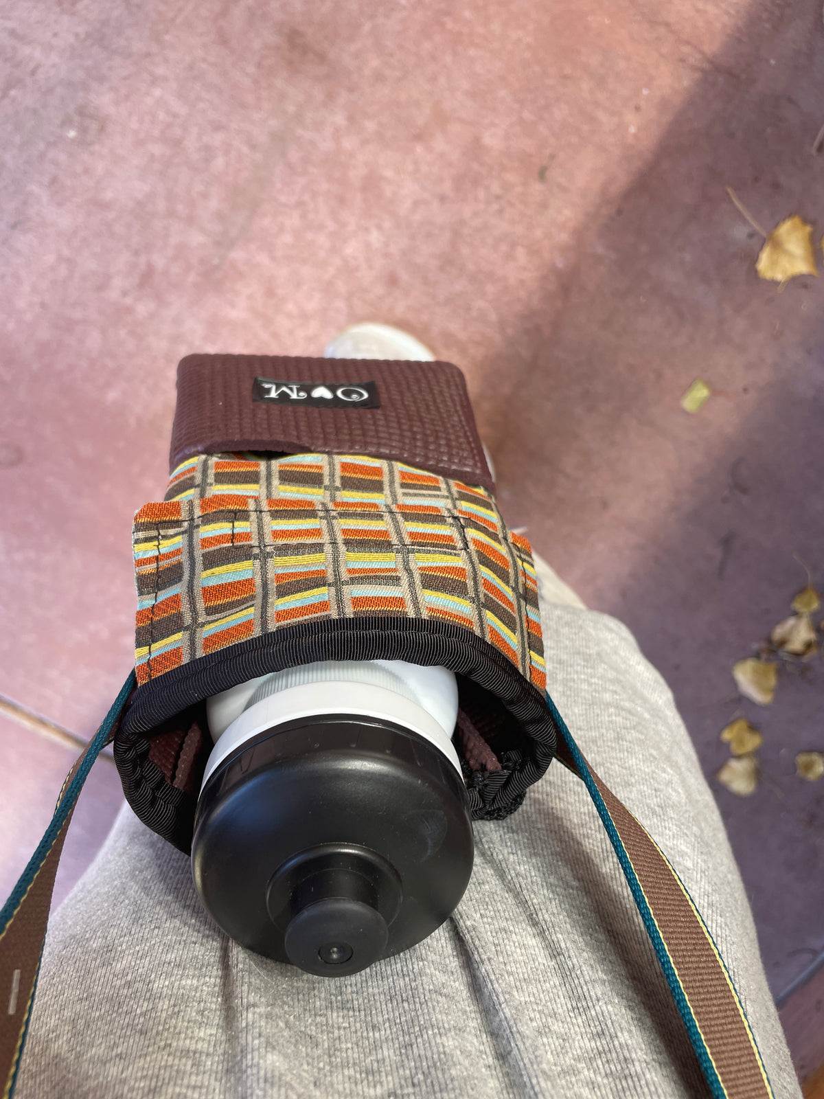 Ajax Brown Water Bottle Holder/ Purse-Geometric Print Fabric
