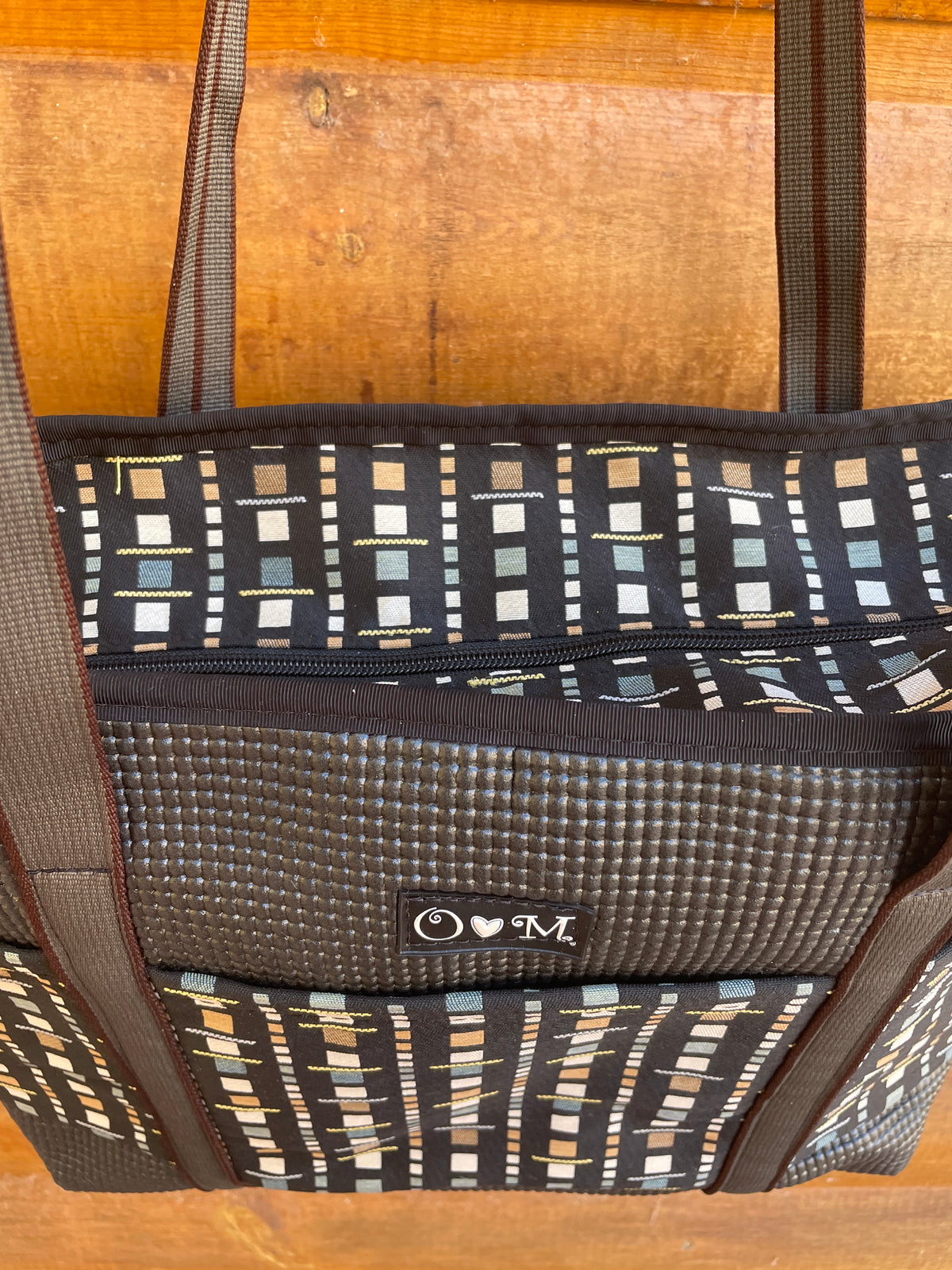 Molly Black tote bag-Geometric Print fabric