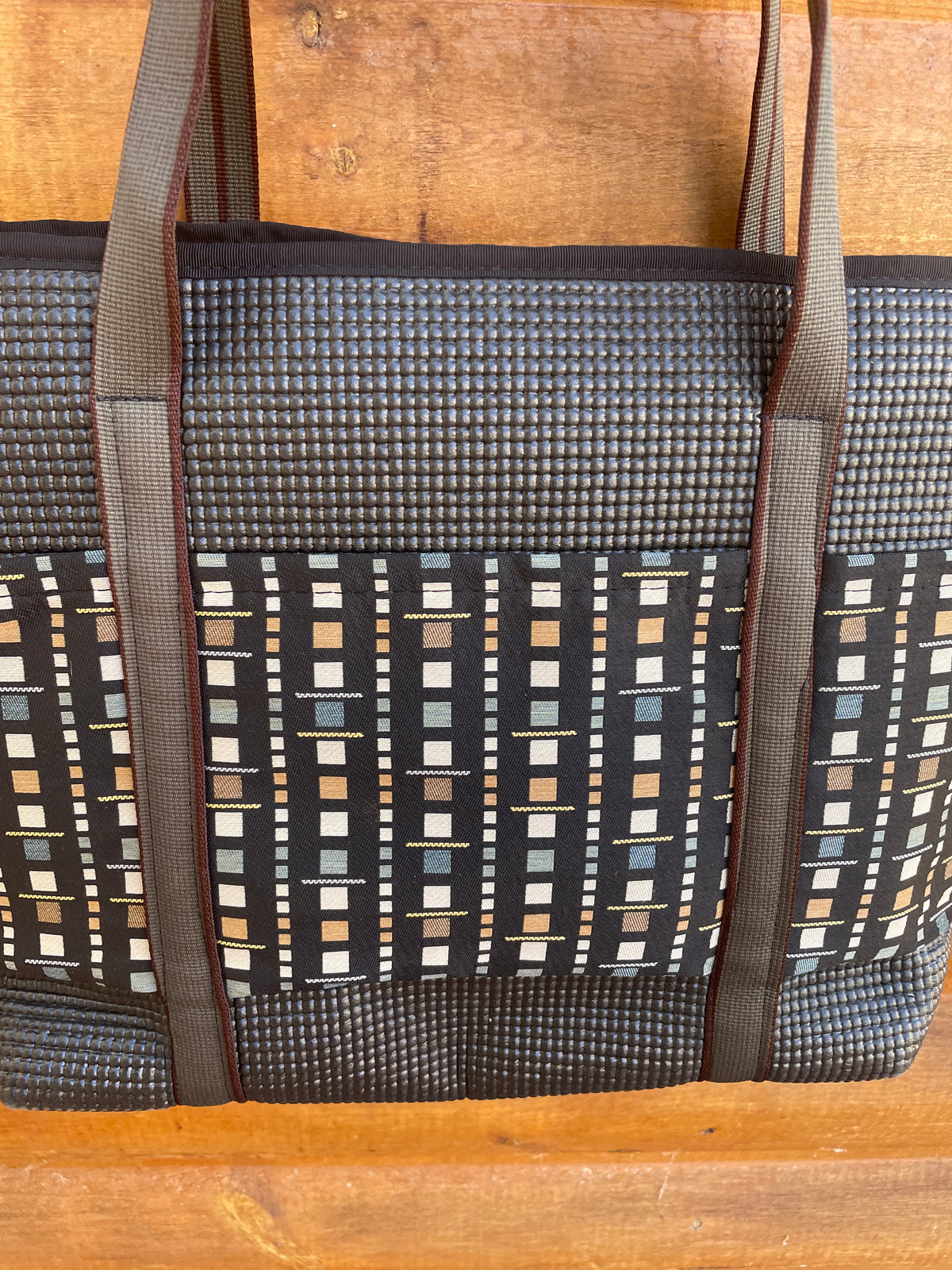 Molly Black tote bag-Geometric Print fabric