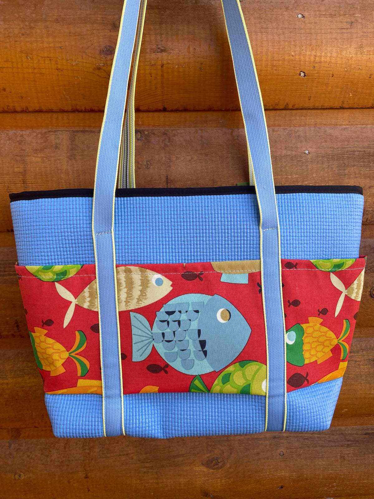 Molly Blue Tote Bag-Fish Print fabric