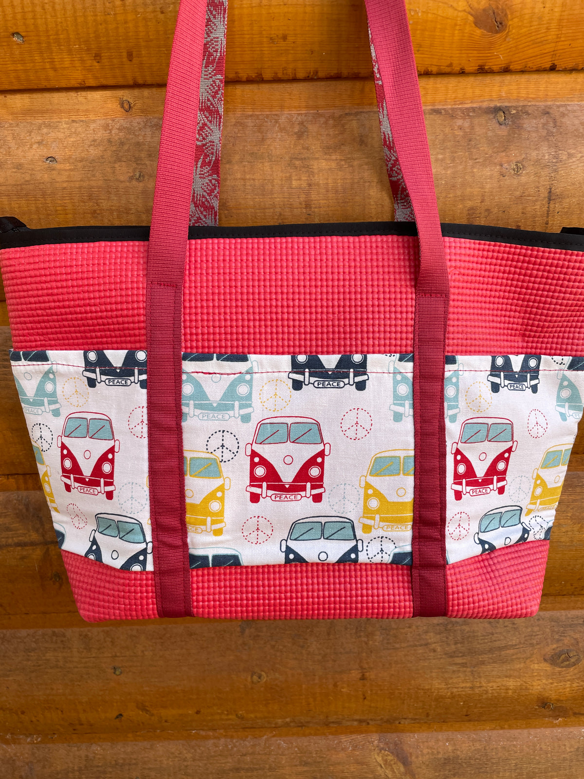 Molly Red tote bag with Aspen Label- VW bus