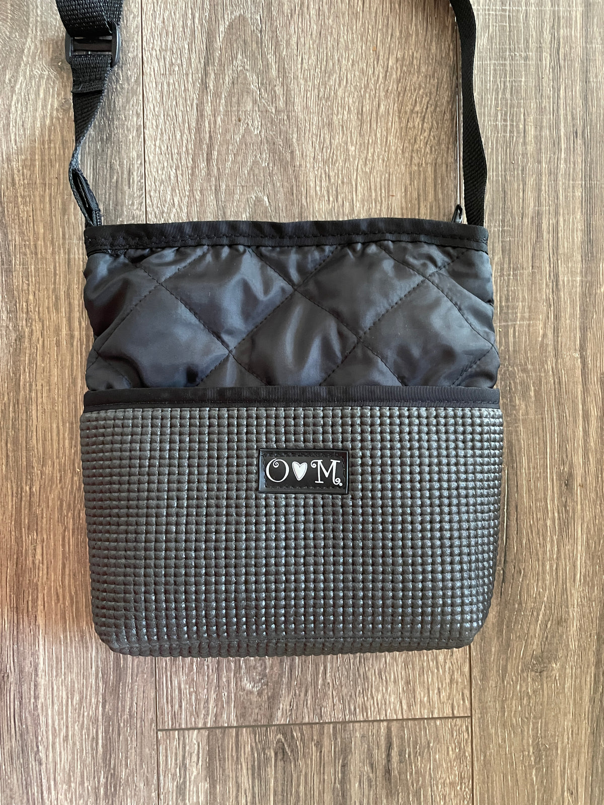 Bernie Black Crossbody Purse-Black Puffy Fabric