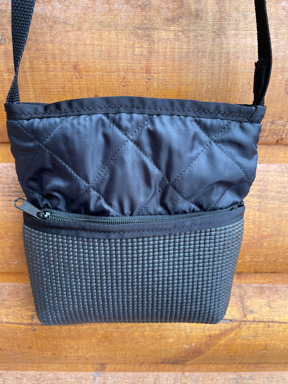 Bernie Black Crossbody Purse-Black Puffy Fabric