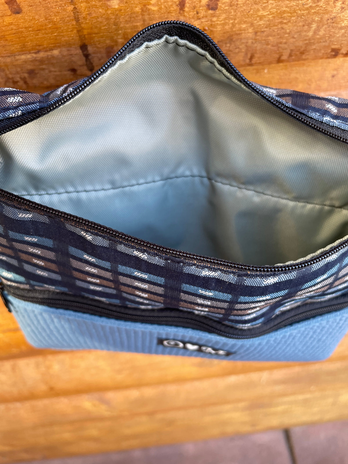 3 Zip Teal-Camo Print Fabric