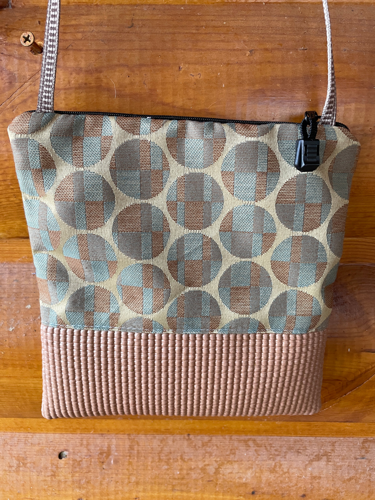 Stella Nutmeg Cross Body Purse-Circle Geometric Print Fabric