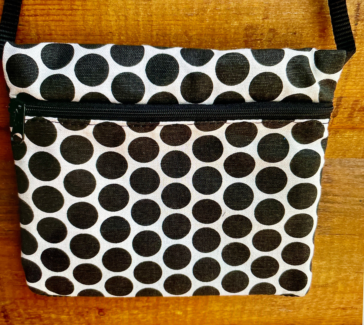 3 Zip Bag Black- Dot Print Fabric
