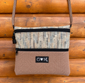 3 Zip Mocha Cross Body Purse-Vinyl Beautiful print fabric
