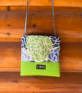 Stella Green Crossbody purse- Rose Flower print fabric