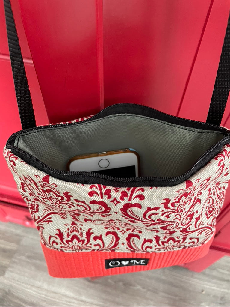 Stella Red Cross Body Purse-Damask