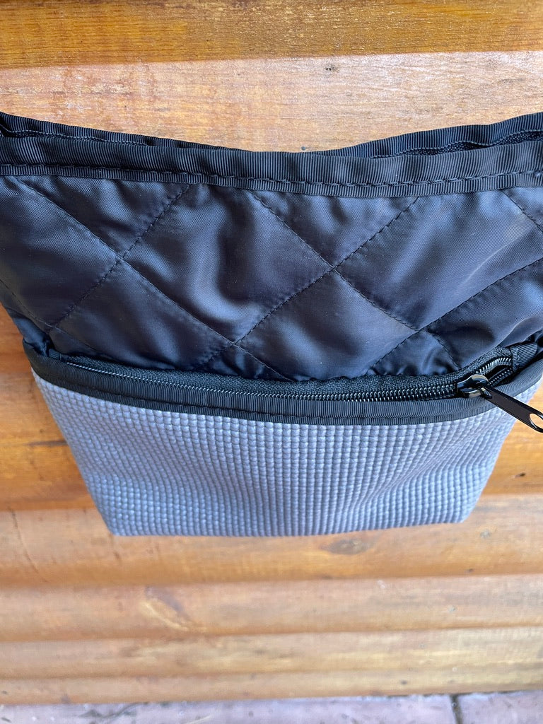 Bernie Gray Crossbody Purse-Black Puffy Fabric