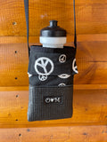 Ajax Black Water Bottle Holder Purse-Peace print Fabric