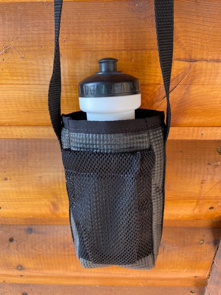 Ajax Black Water Bottle Holder/Purse -Black/white fabric