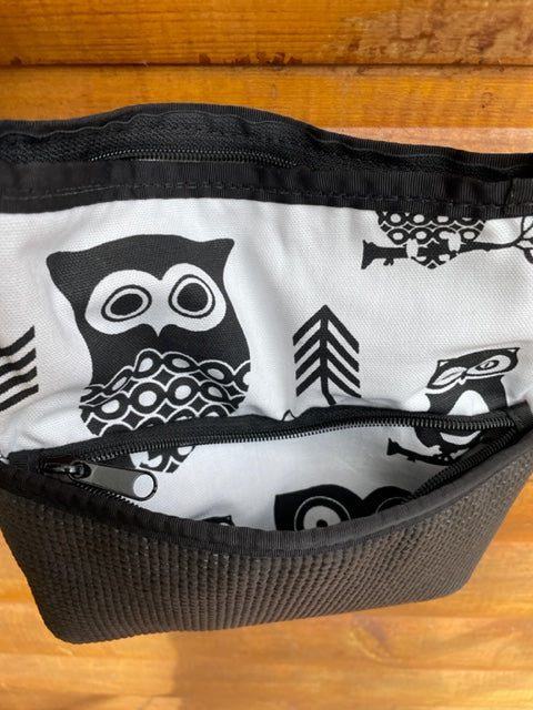 Bernie Black Crossbody Bag-Owl print fabric