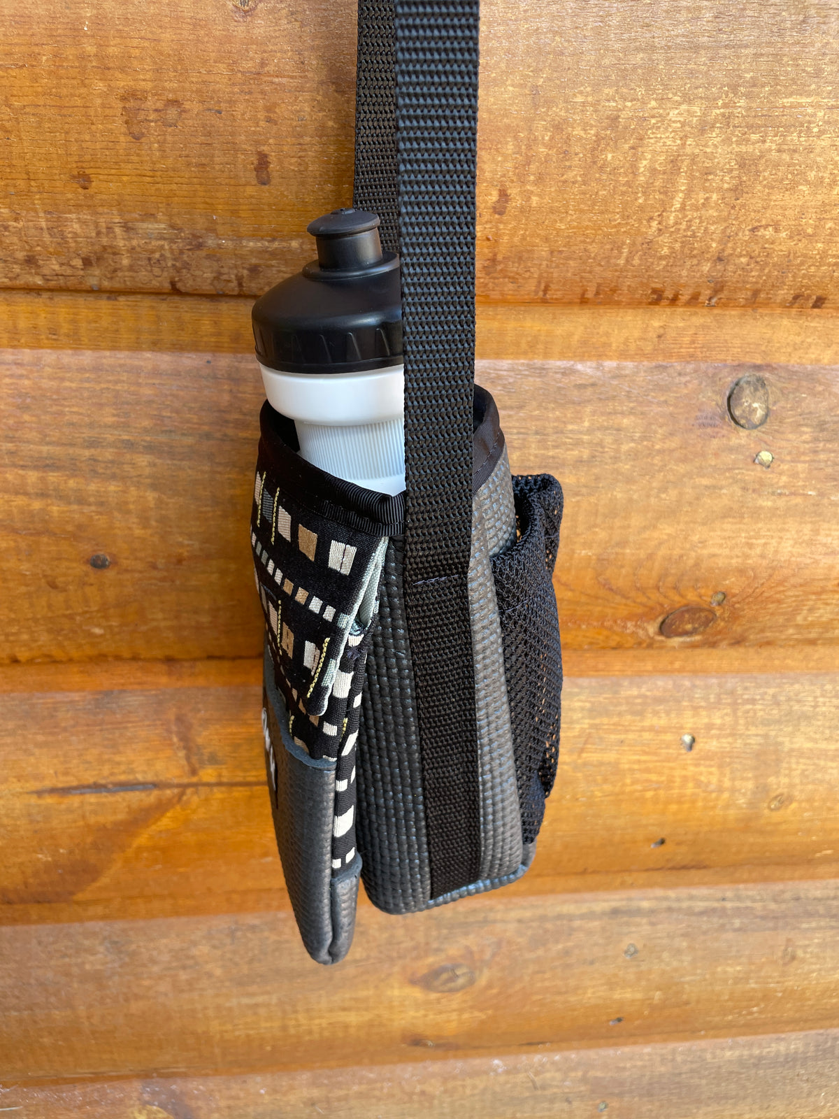 Ajax Black Water Bottle Holder/purse- Geometric