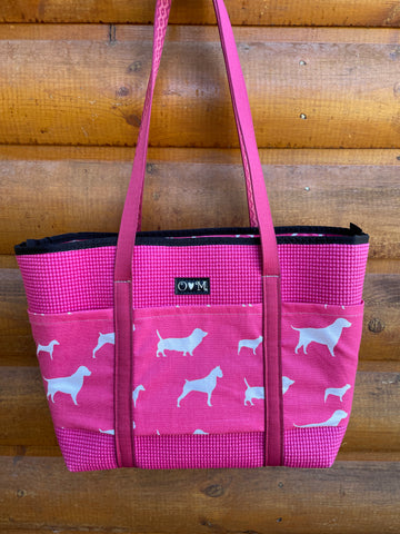 Molly Pink tote Bag- Dog print fabric