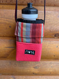 Ajax Red Water Bottle Holder Purse- Stripe Print Fabric