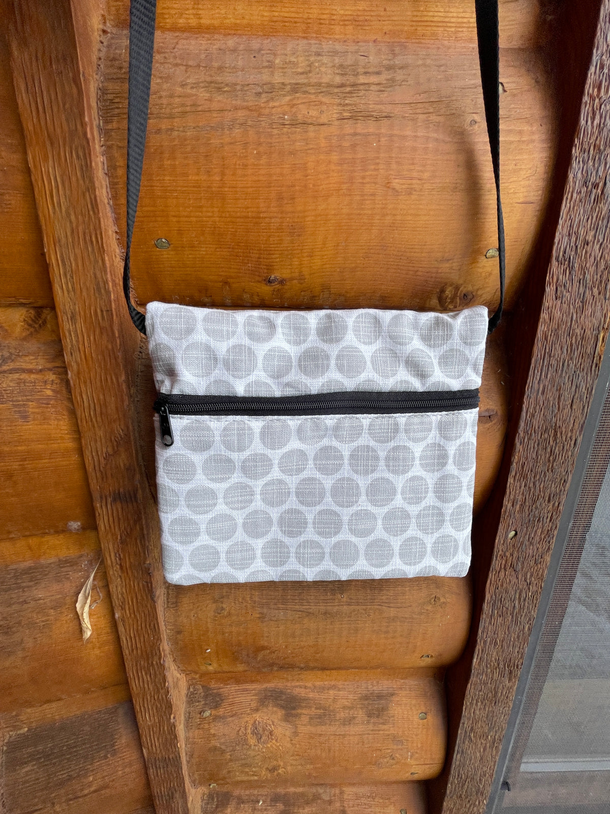 3 Zip Bag Gray- Dot Print Fabric