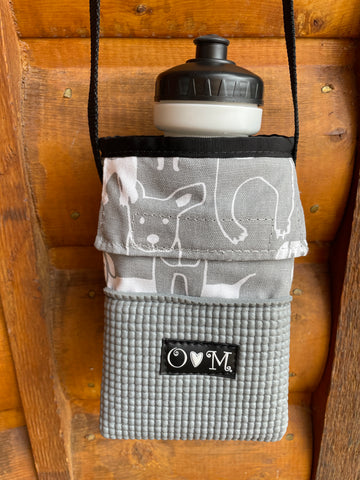 Ajax Gray Water Bottle Holder/Purse-Dog Print