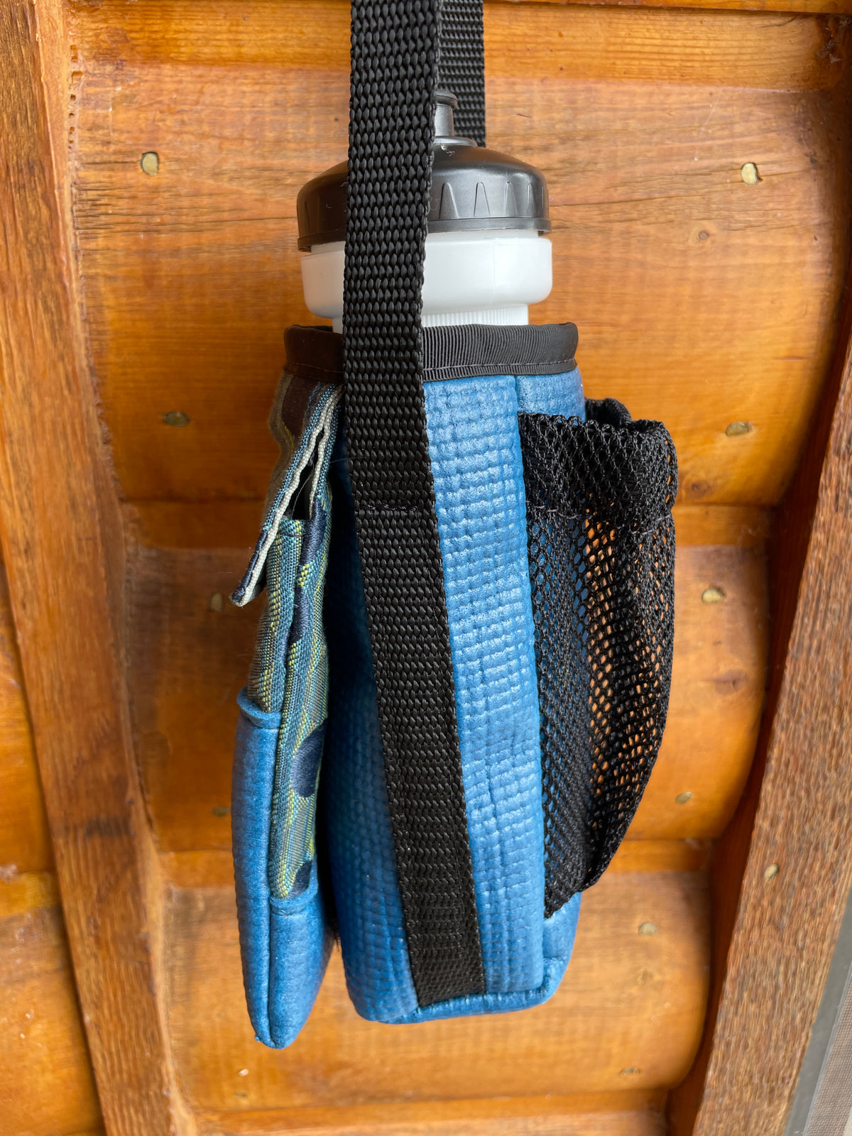 Ajax Blue Water Bottle Holder/Purse- Dot Geometric Print Fabric