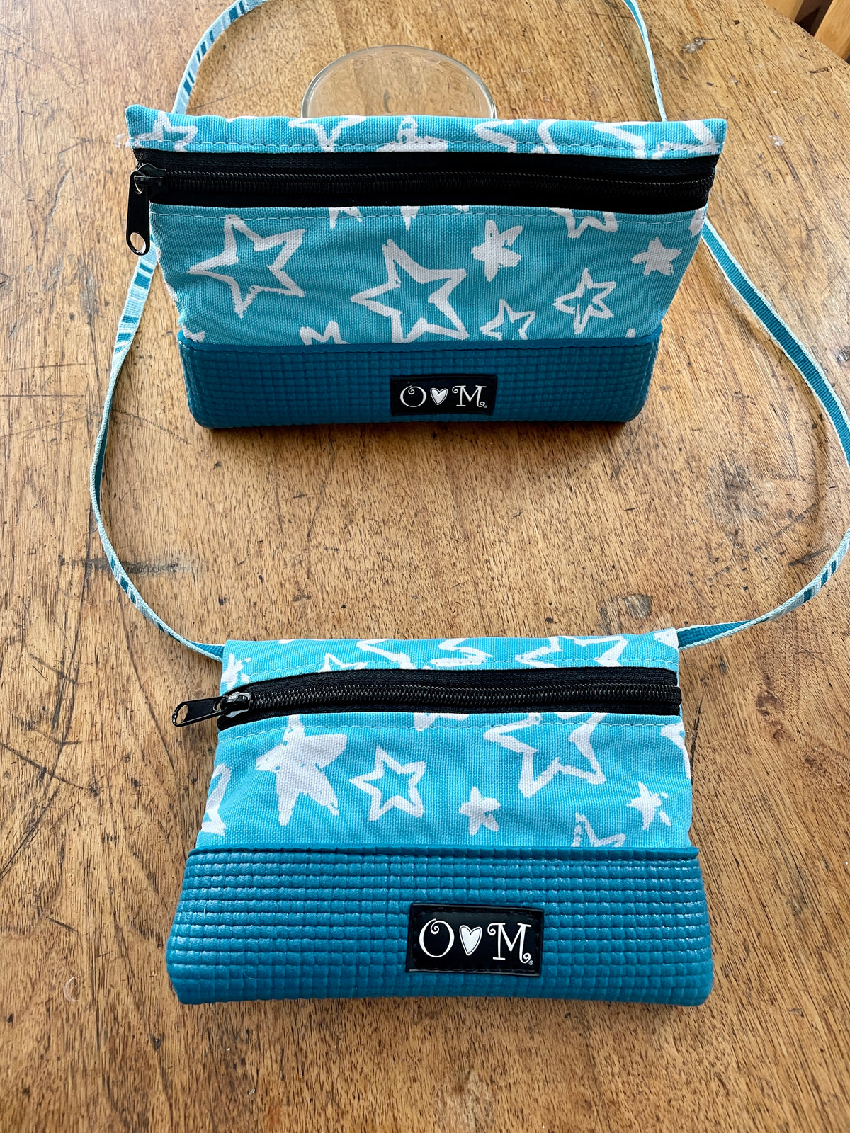 Teal Blue Clutch-Stars print Fabric