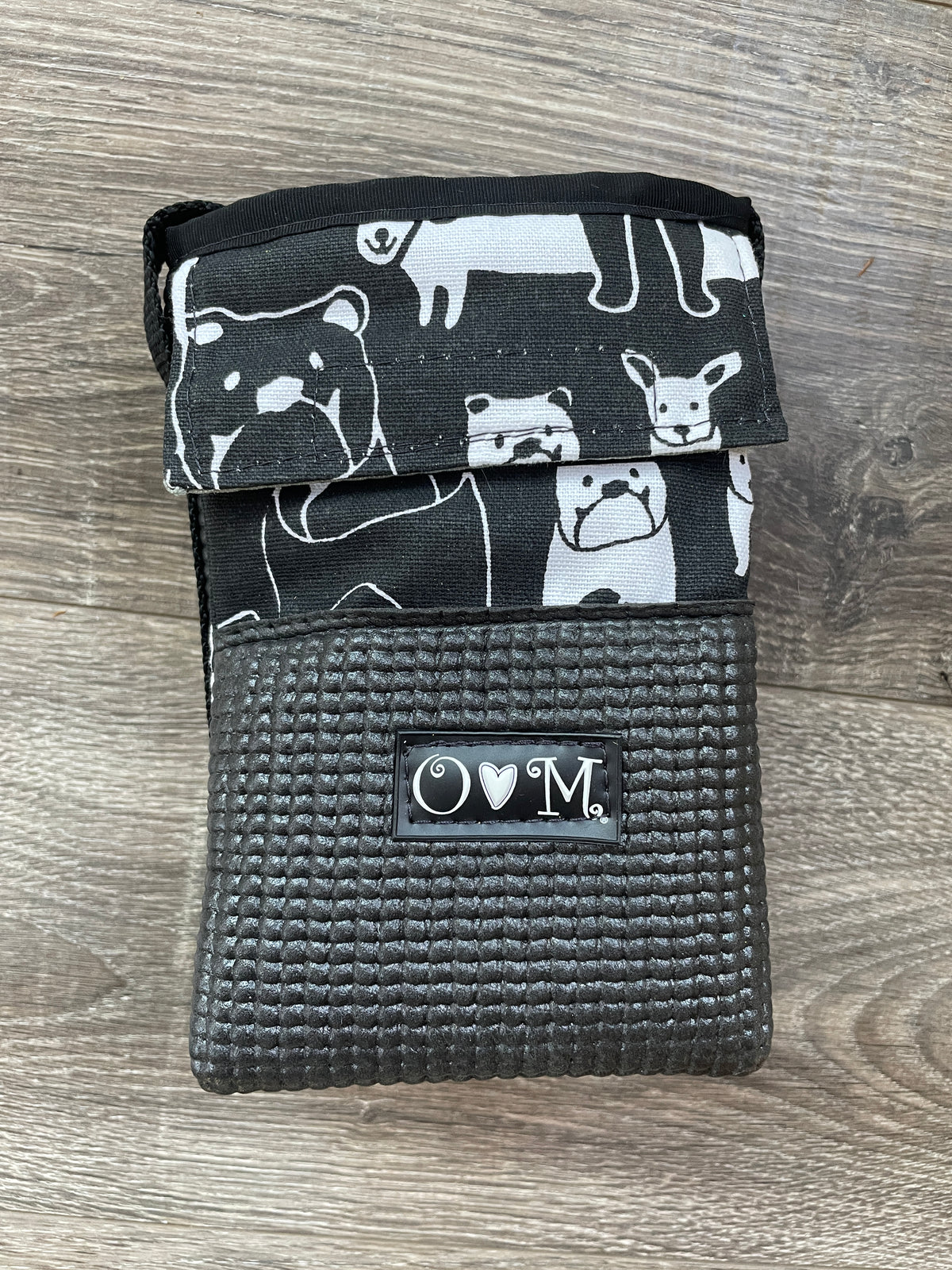 Ajax Black Water Bottle Holder & Purse-Dog print fabric