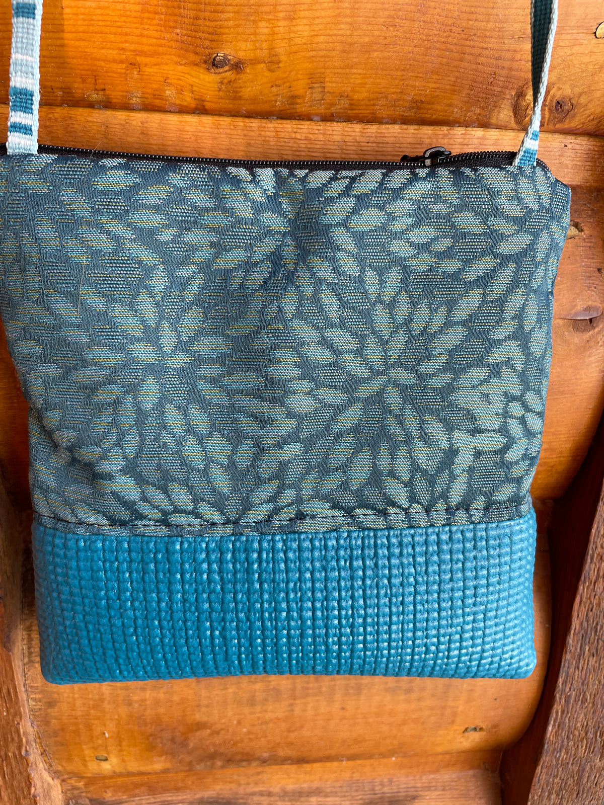 Stella Dark Teal Blue Cross Body Purse- Floral Print Fabric