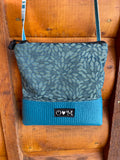 Stella Dark Teal Blue Cross Body Purse- Floral Print Fabric