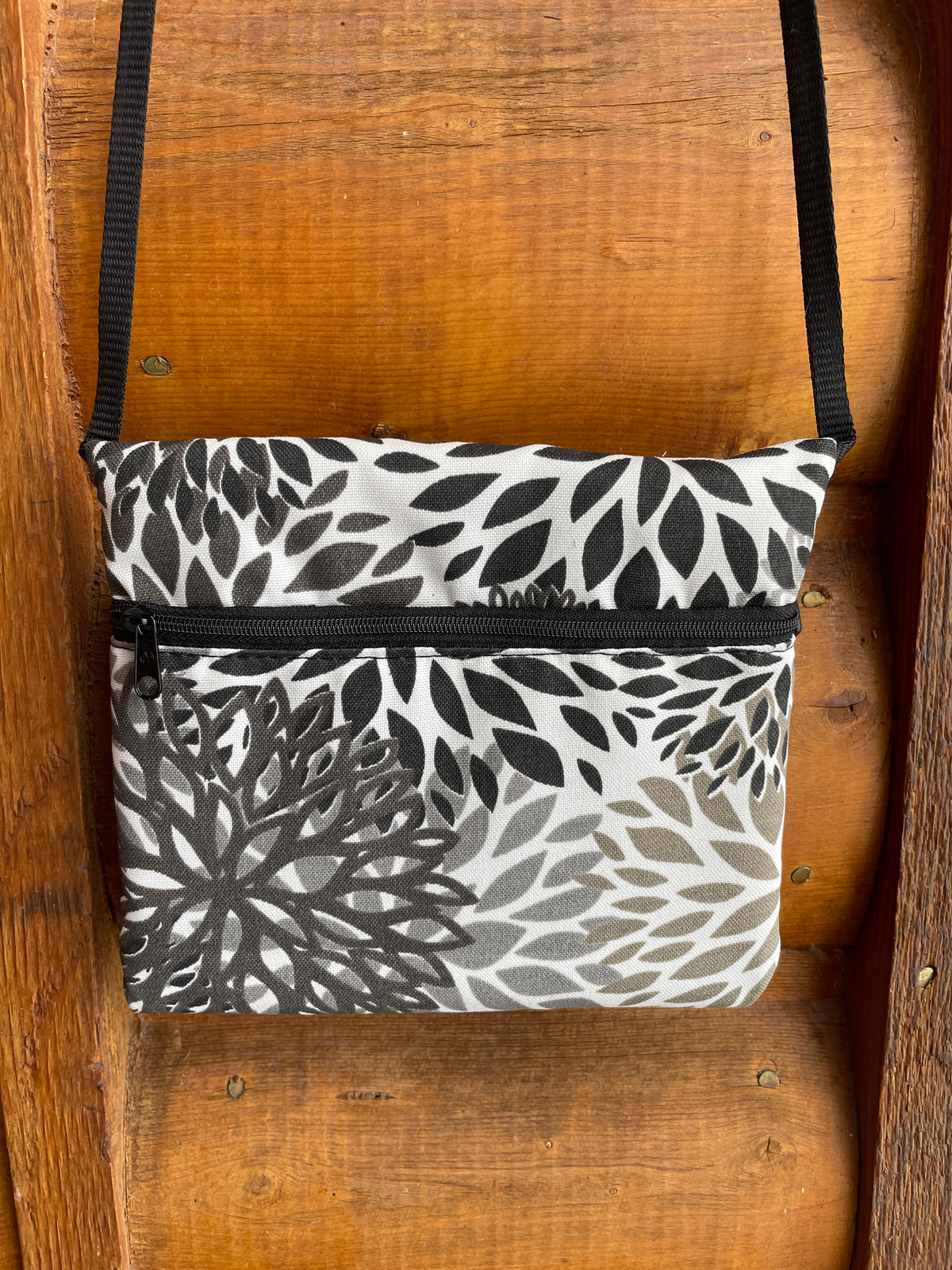 3 Zip Bag Black- Floral Print Fabric