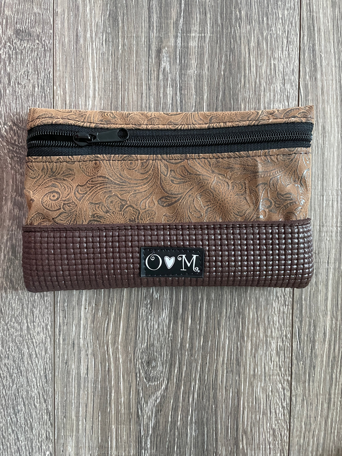 Brown Clutch Purse-Faux Western Leather Print Fabric