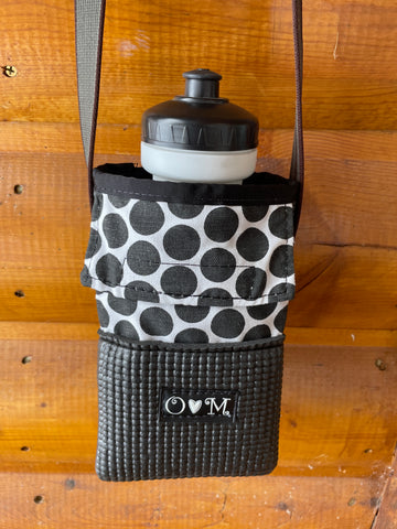 Ajax Black Water Bottle Holder/Purse- Dots Print Fabric