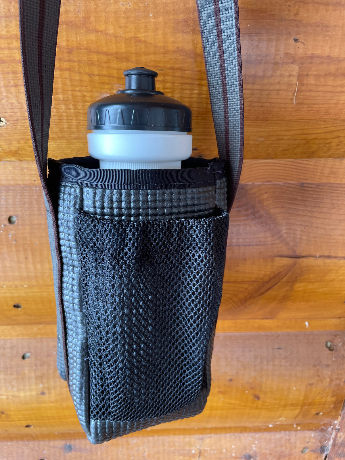 Ajax Black Water Bottle Holder/Purse- Dots Print Fabric