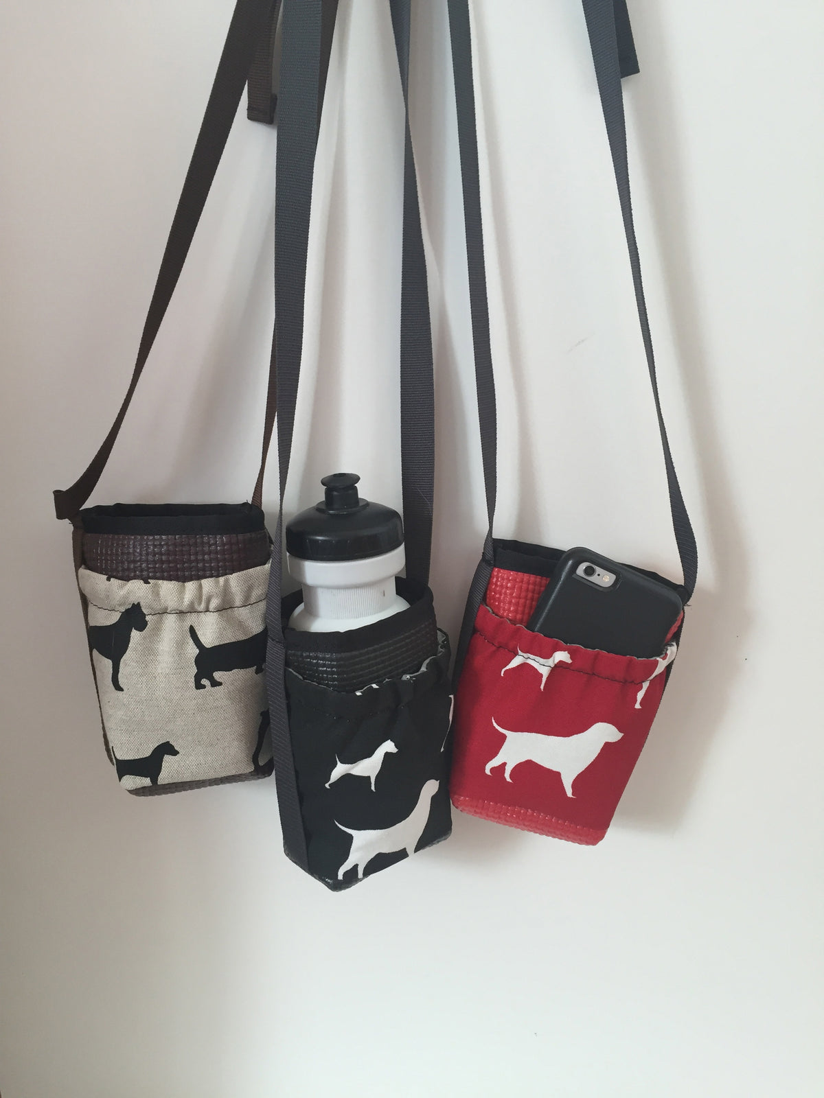 Water Bottle Holder with Dog Print Pocket